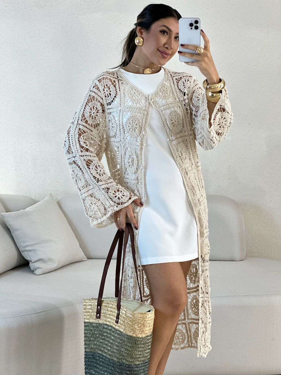 KIMONO JAÍNE CROCHÊ CRU