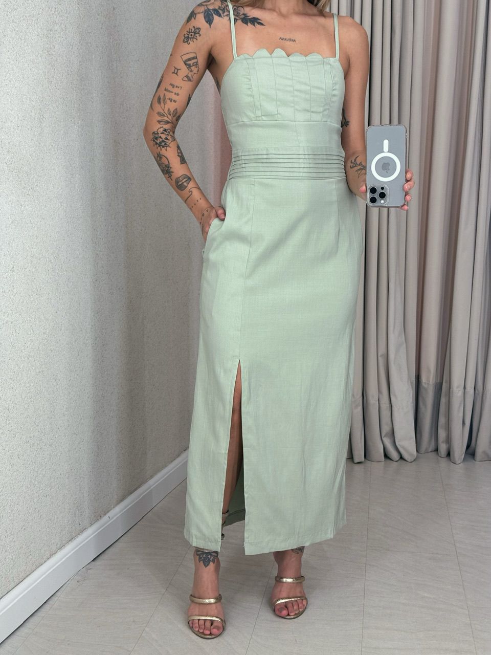 VESTIDO NAIRA MIDI ALÇA VERDE