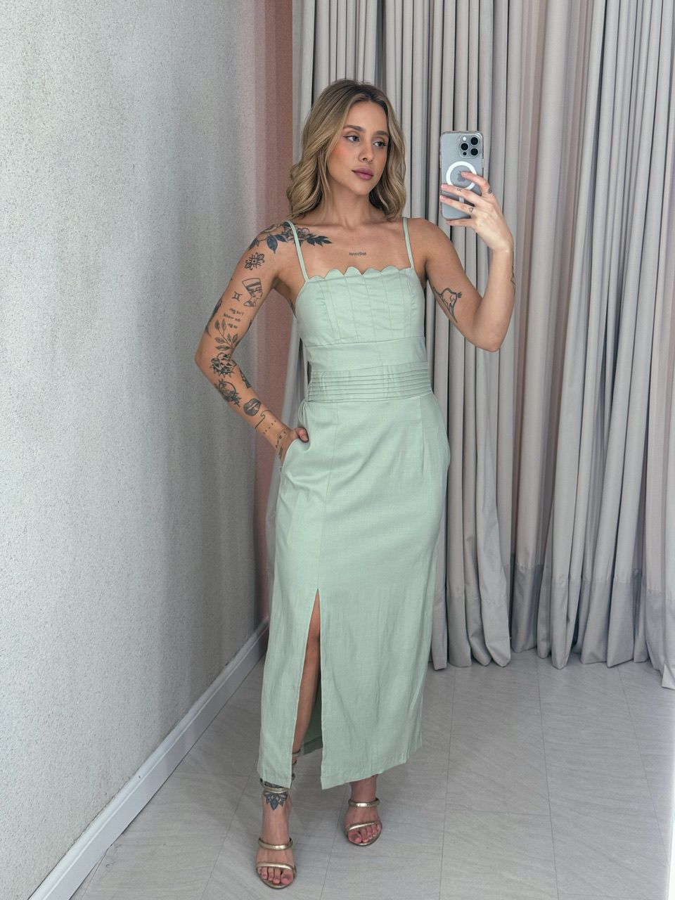 VESTIDO NAIRA MIDI ALÇA VERDE
