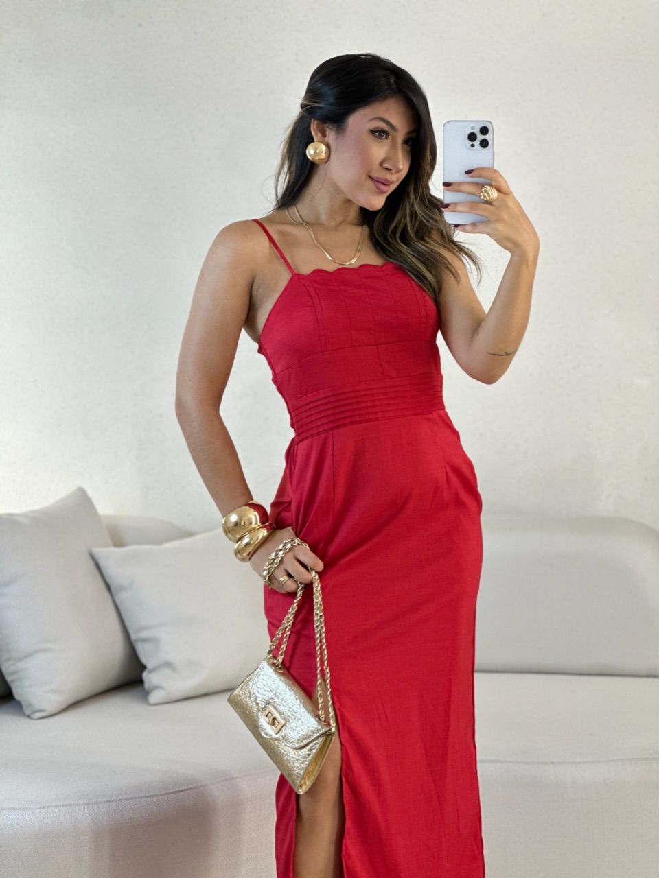 VESTIDO NAIRA MIDI ALÇA VERMELHO