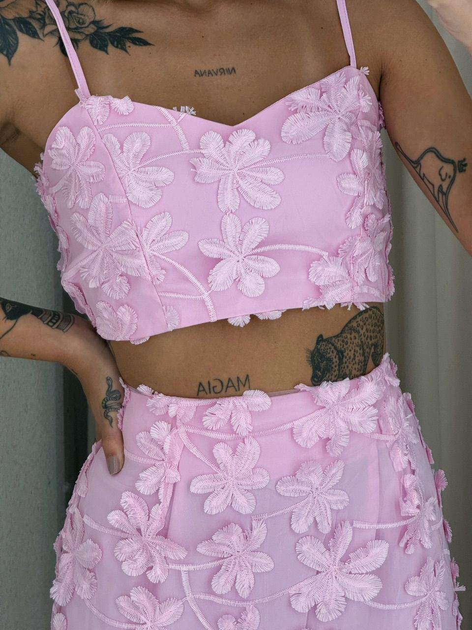 CONJUNTO RITA FLOR SAIA BABY PINK