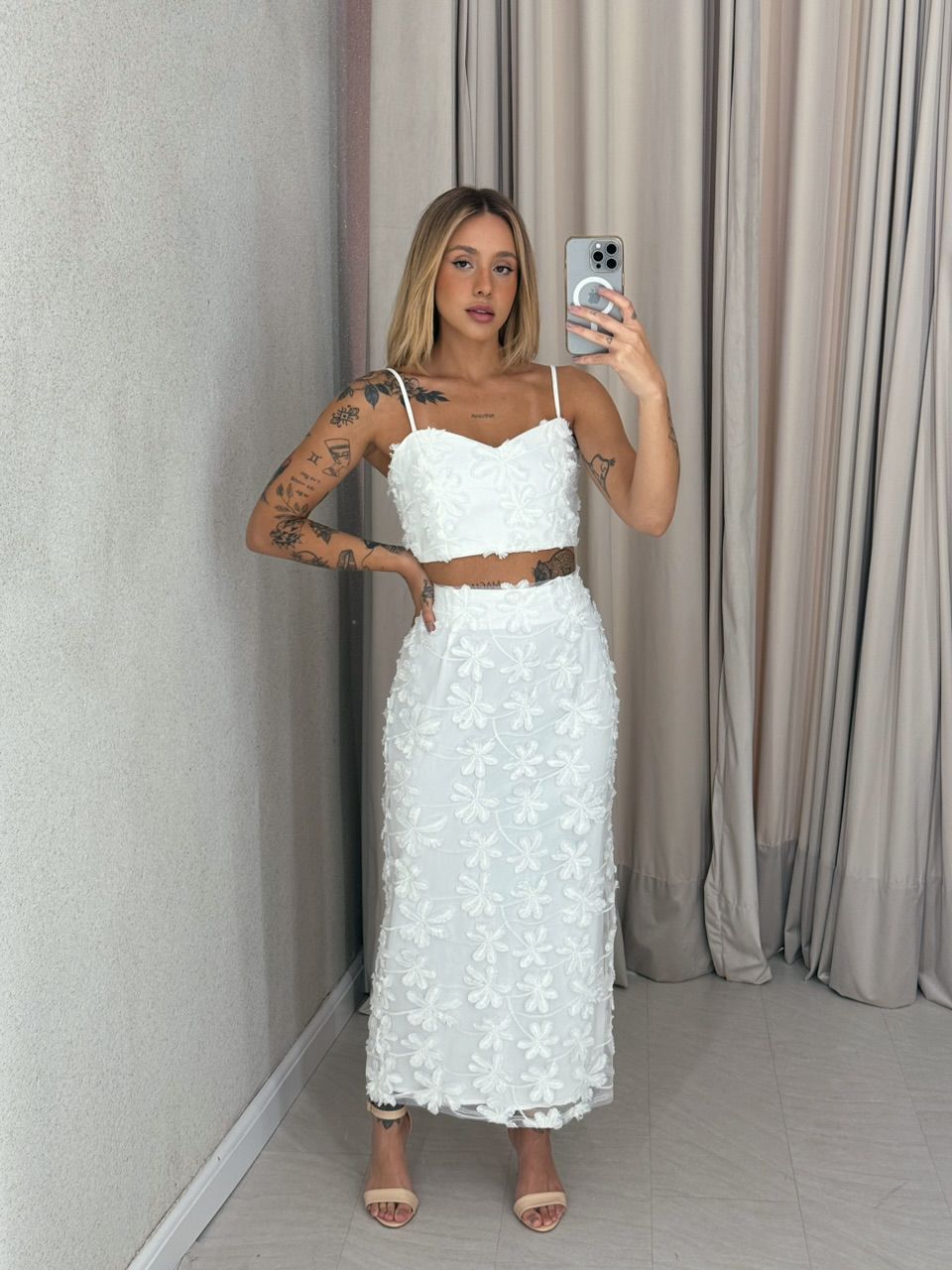 CONJUNTO RITA FLOR SAIA OFF - 0058970048 - CAROLLA FERRARO