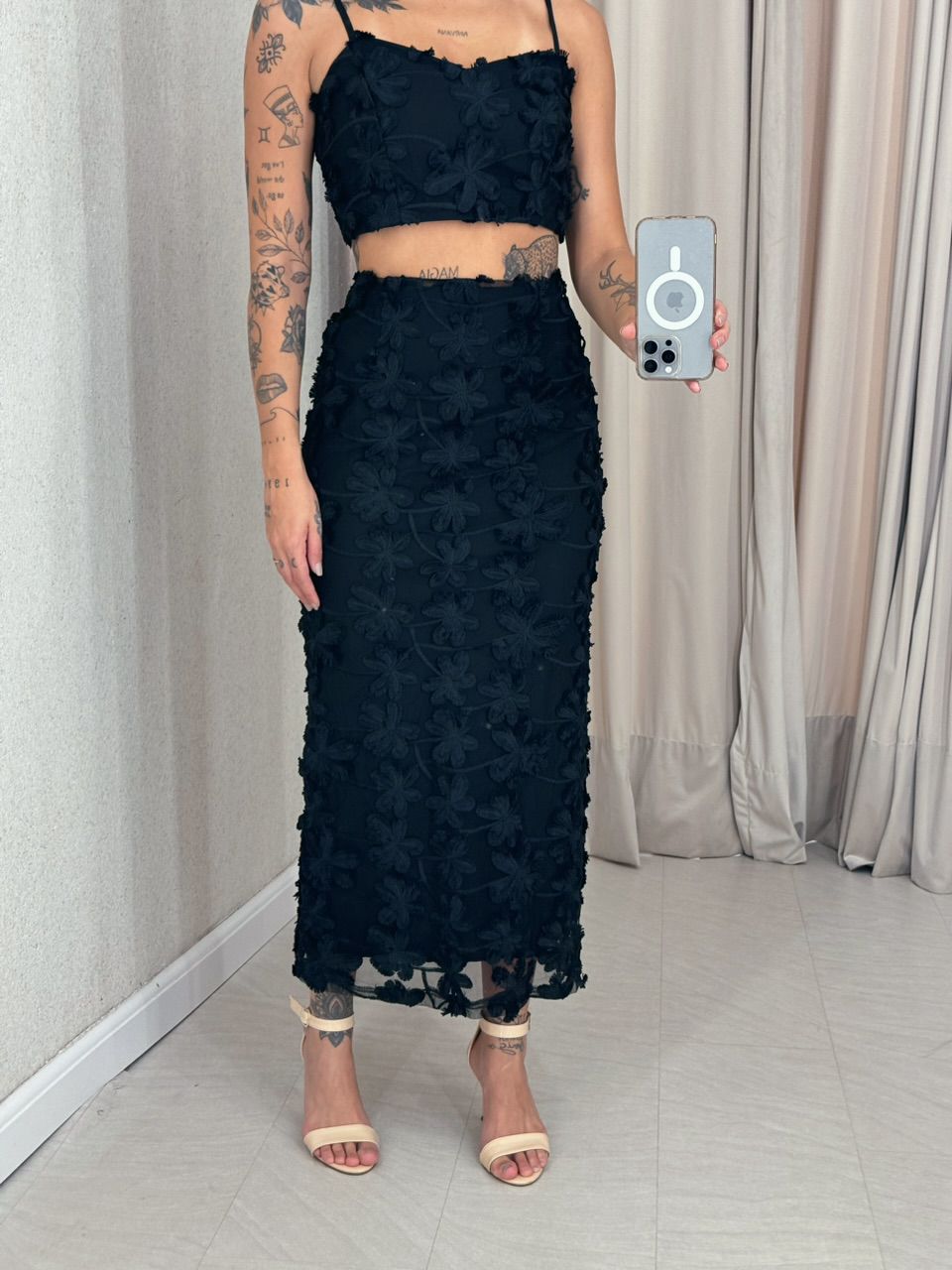CONJUNTO RITA FLOR SAIA PRETO