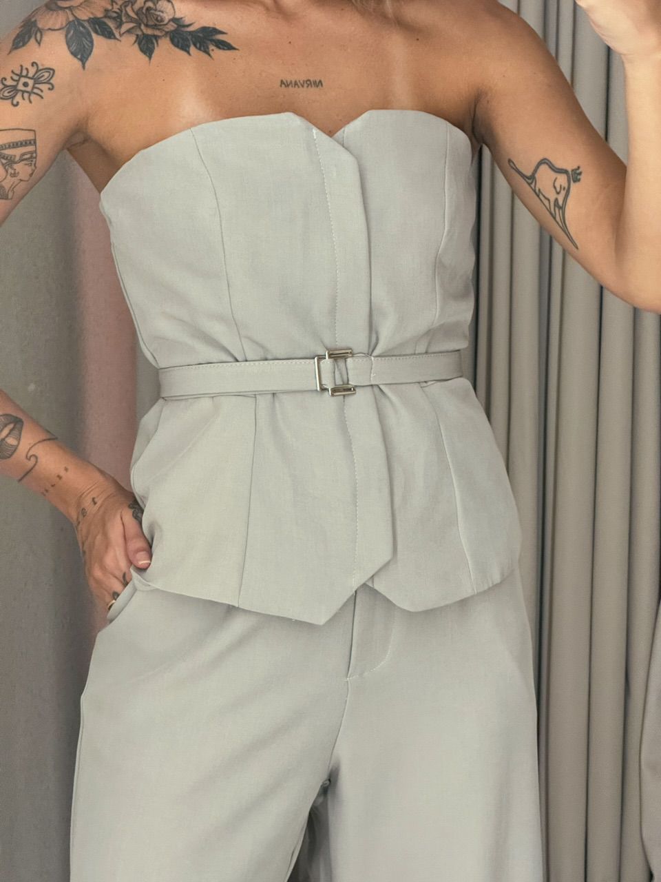 CONJUNTO ROSI CALÇA CAQUI