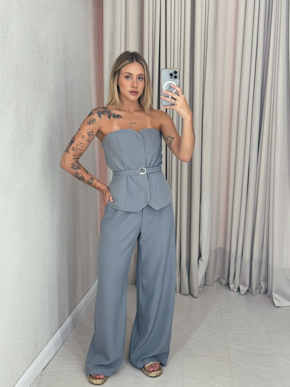 CONJUNTO ROSI CALÇA CINZA - 0058980091 - CAROLLA FERRARO