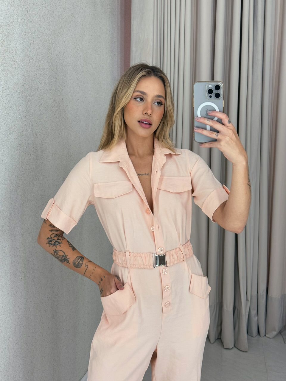 MACACÃO LUDMILA Cinto Salmão