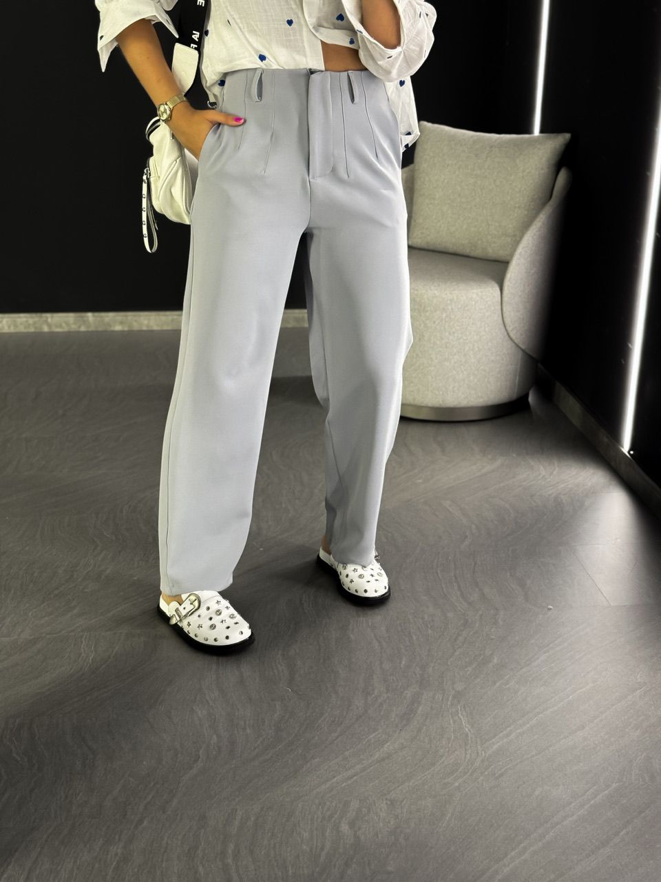 CALÇA HELENA PANTALONA CINZA
