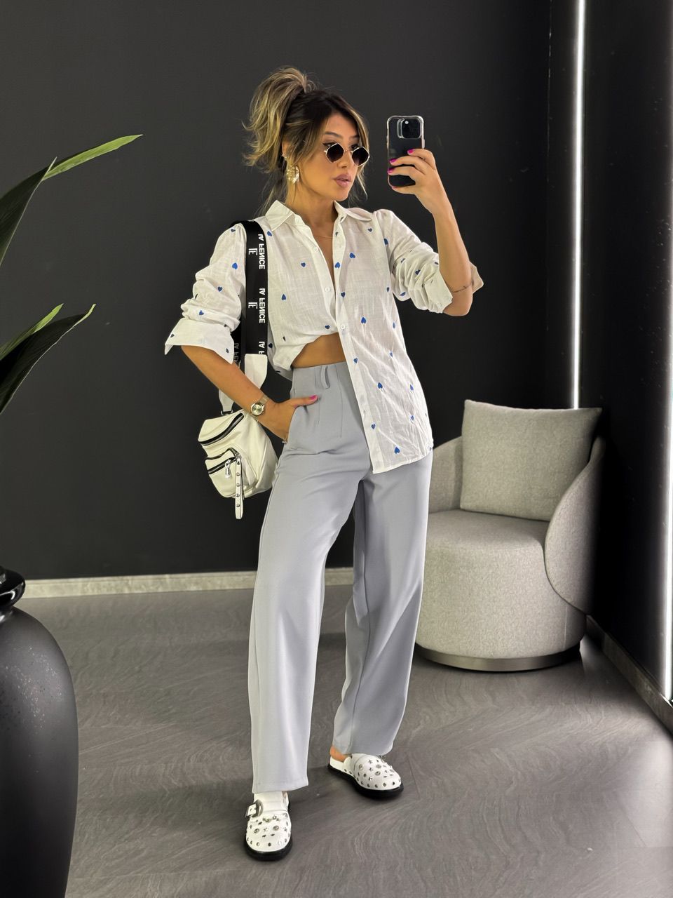 CALÇA HELENA PANTALONA CINZA