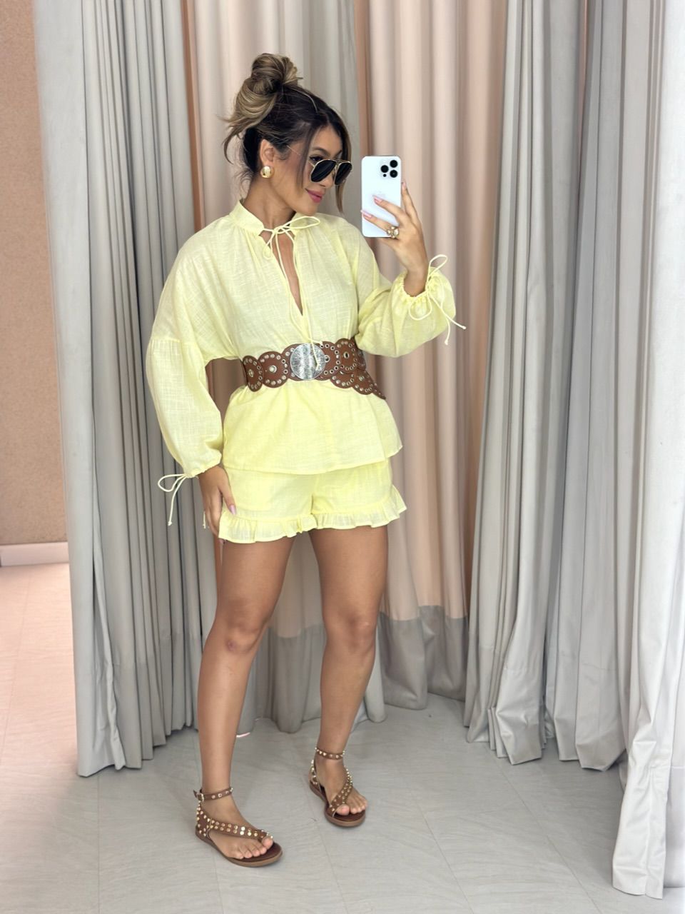 CONJUNTO STEFANI BATA AMARELO