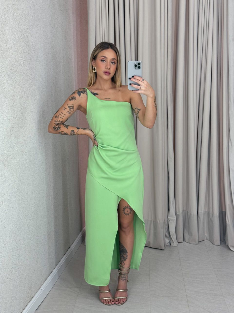 VESTIDO JULIANA DRAPEADO VERDE