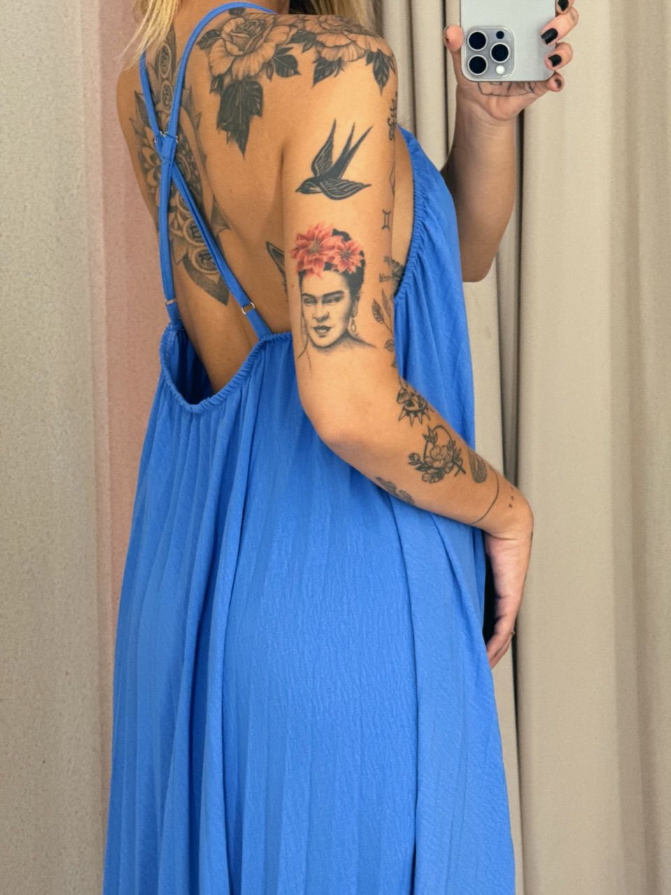 VESTIDO KARLA PLISSADO azul