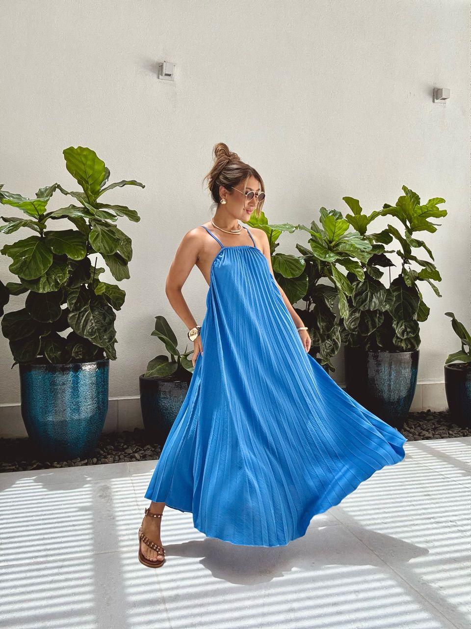 VESTIDO KARLA PLISSADO azul
