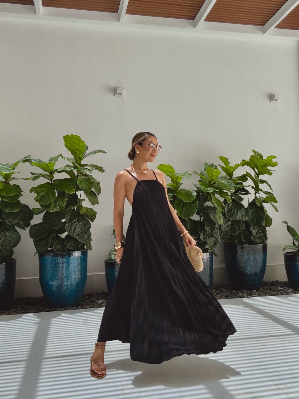 VESTIDO KARLA PLISSADO preto