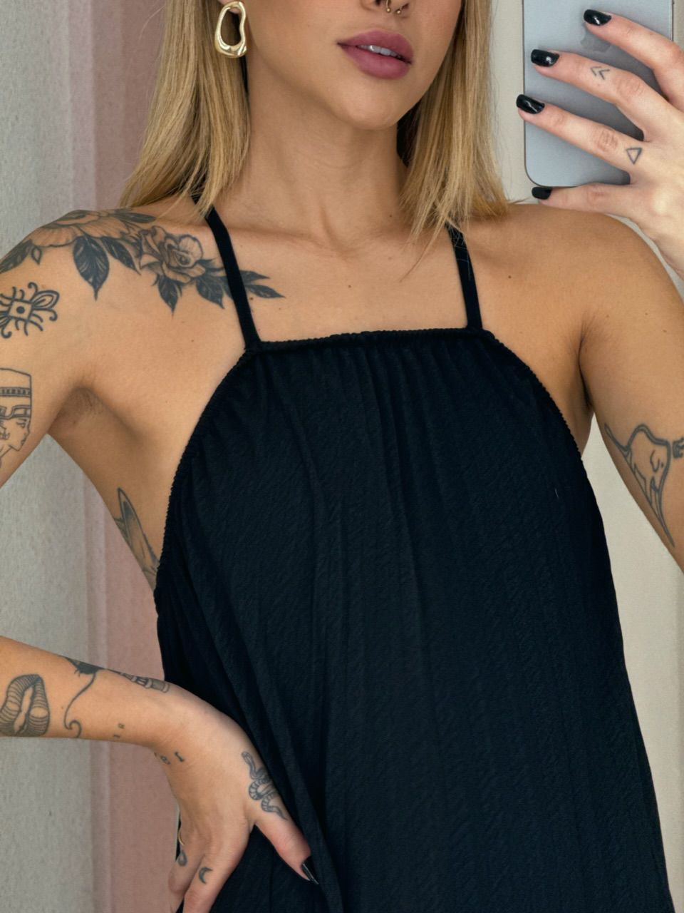 VESTIDO KARLA PLISSADO preto