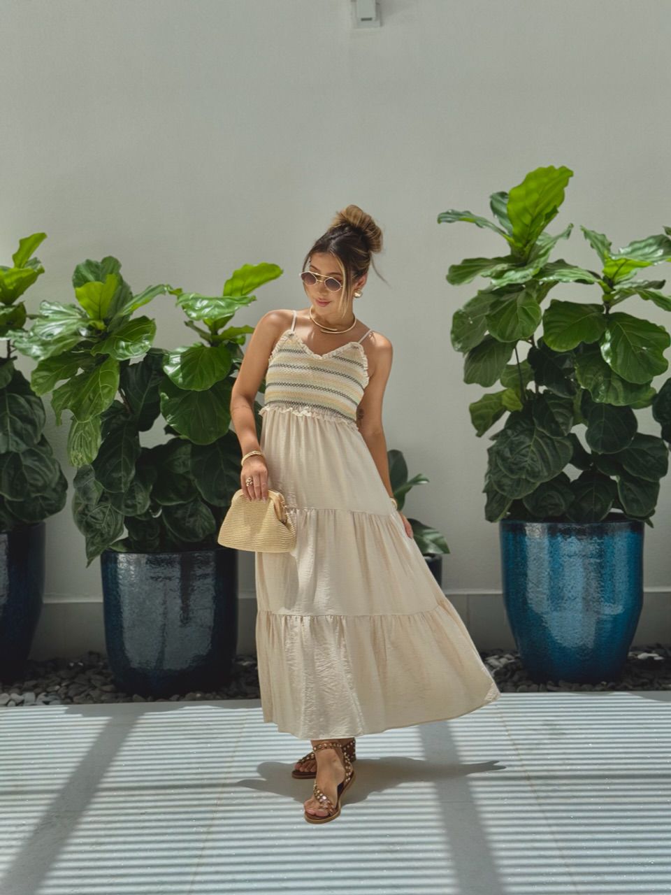 VESTIDO YASMIN ALÇA AREIA - 0060670110 - CAROLLA FERRARO
