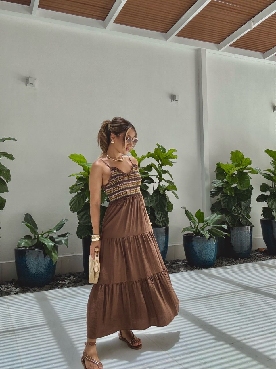 VESTIDO YASMIN ALÇA MARROM