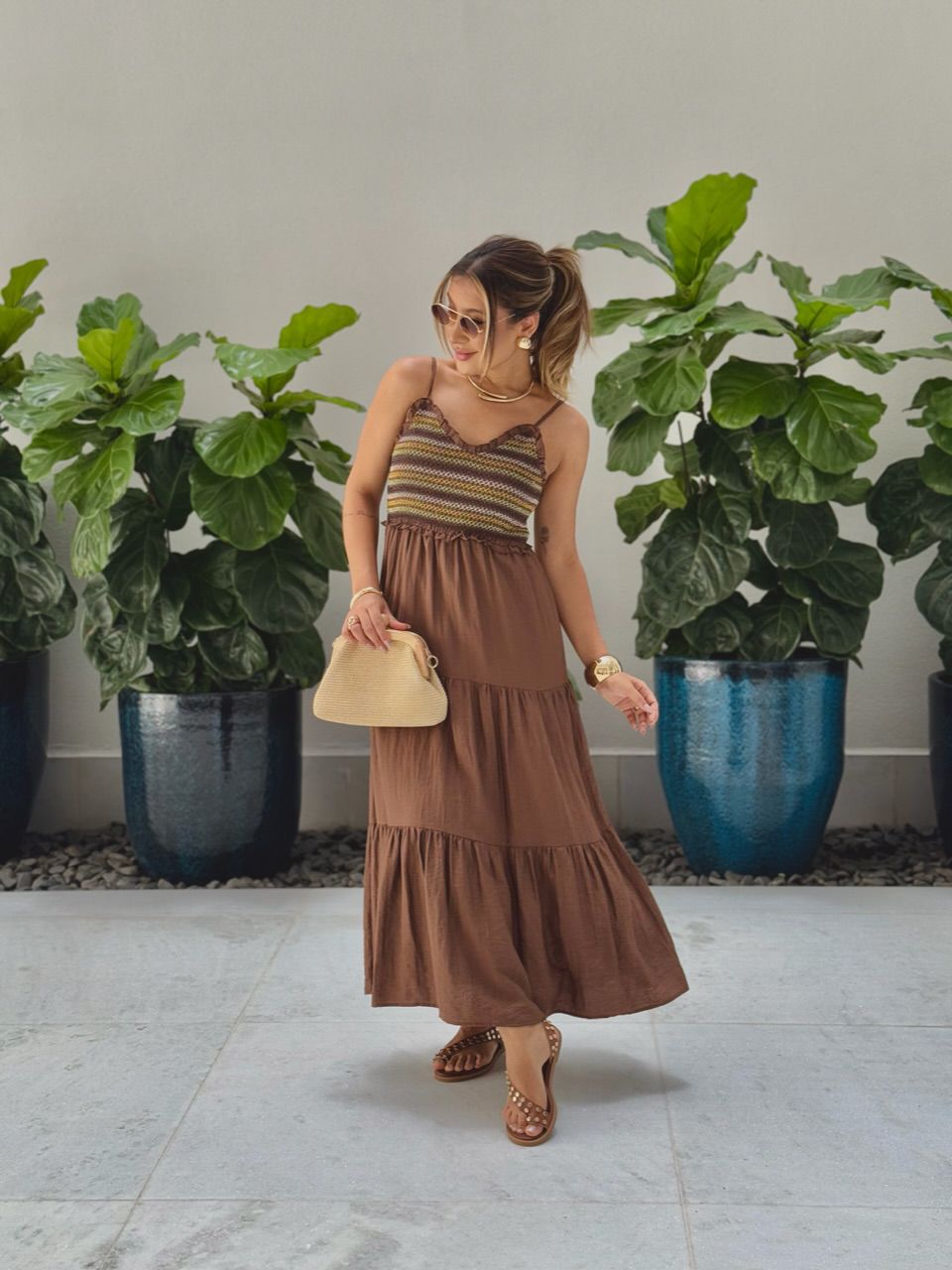 VESTIDO YASMIN ALÇA MARROM