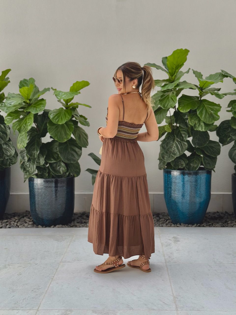 VESTIDO YASMIN ALÇA MARROM