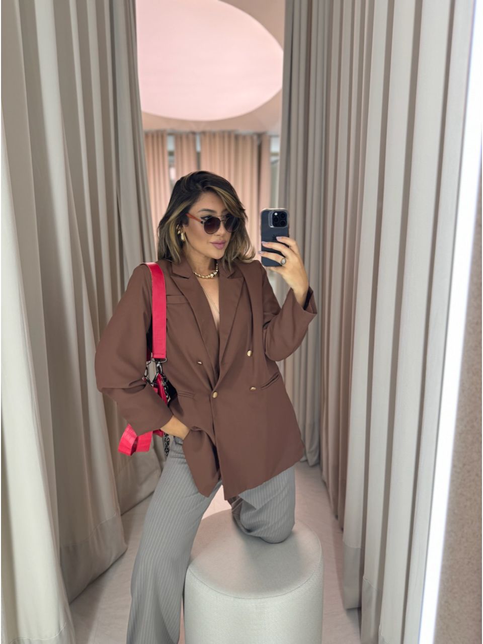 BLAZER JASMIN ALFAIATARIA MARROM - 0049320054 - CAROLLA FERRARO