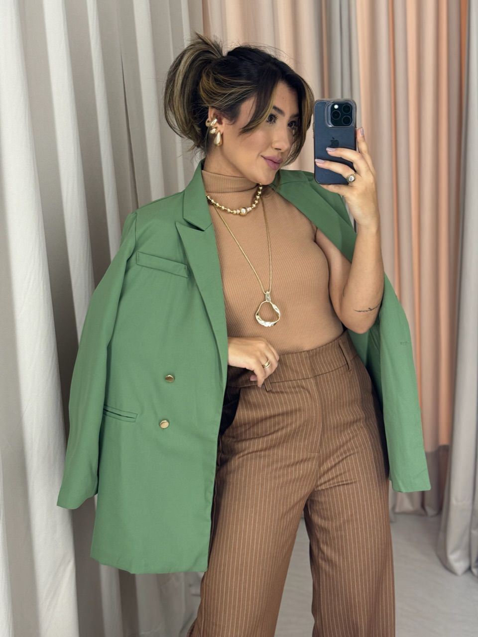 BLAZER JASMIN ALFAIATARIA VERDE - 0049320014 - CAROLLA FERRARO