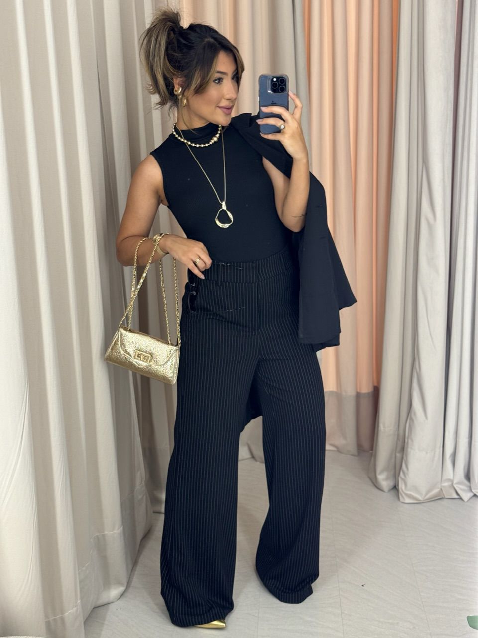 BODY GOLA ALTA PRETO - 0049300032 - CAROLLA FERRARO