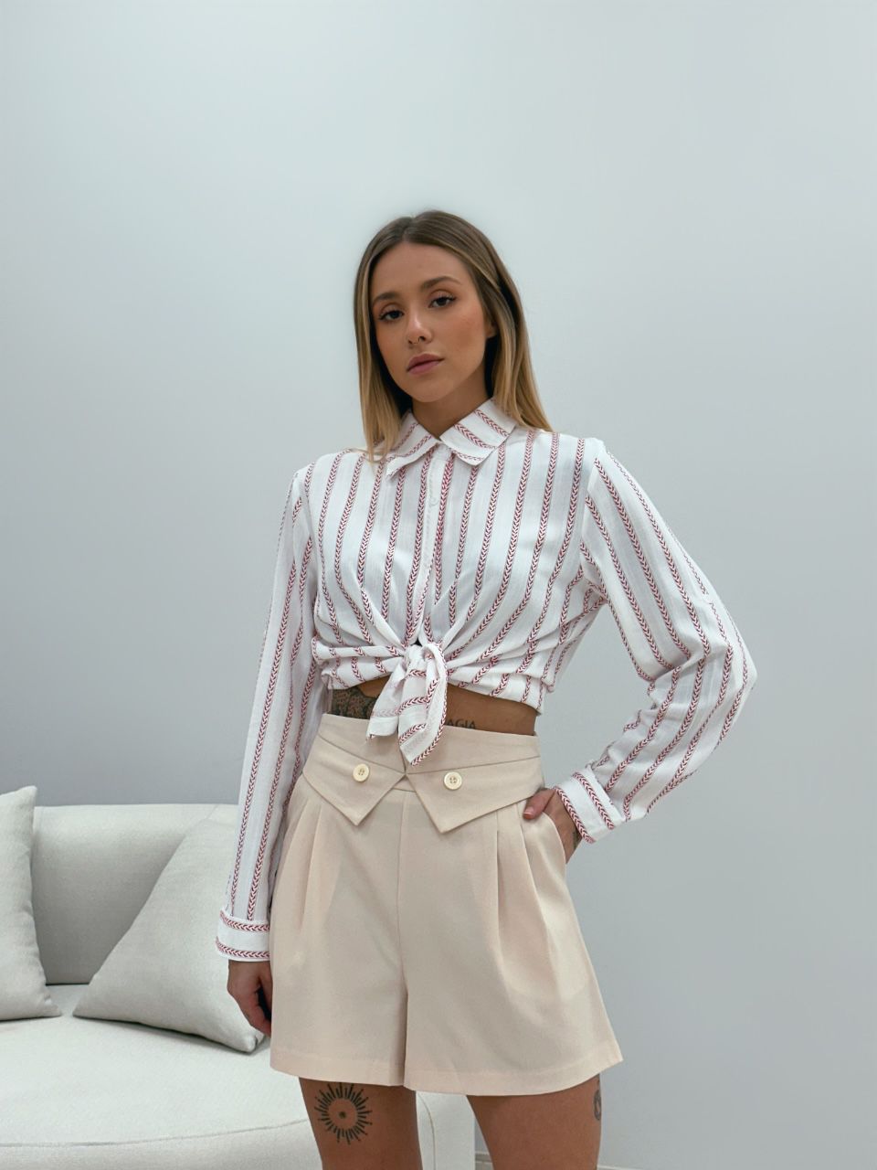 CAMISA IARA LISTRADA ROSA