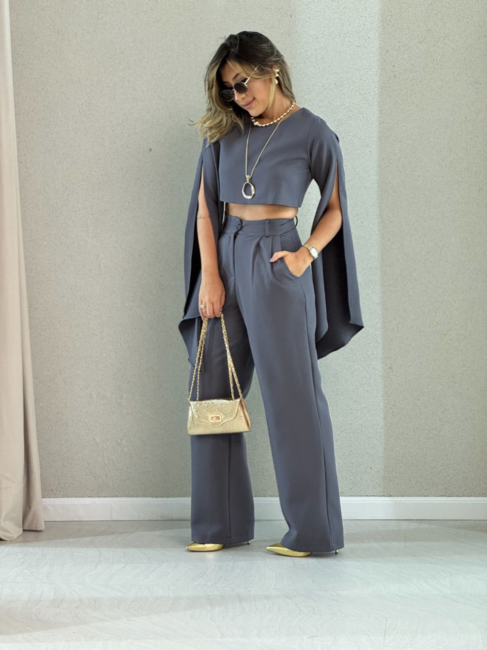 CONJUNTO CARINA CALÇA CINZA - 0049280091 - CAROLLA FERRARO