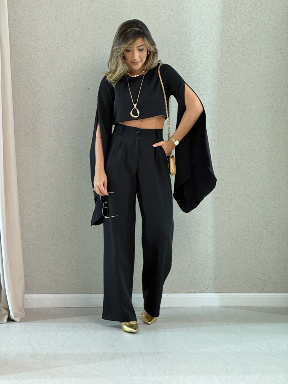 CONJUNTO CARINA CALÇA PRETO - 0049280032 - CAROLLA FERRARO