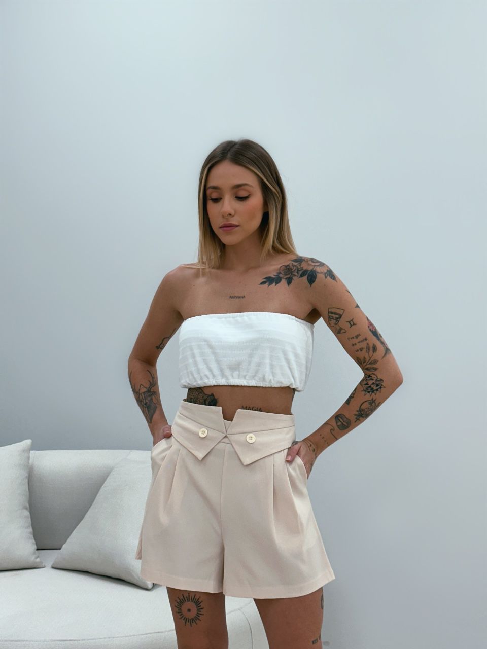 SHORT DANIELA ALFAIATARIA MARFIM