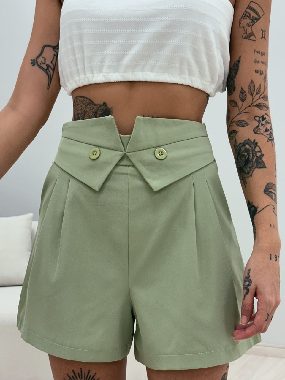 SHORT DANIELA ALFAIATARIA PISTACHE