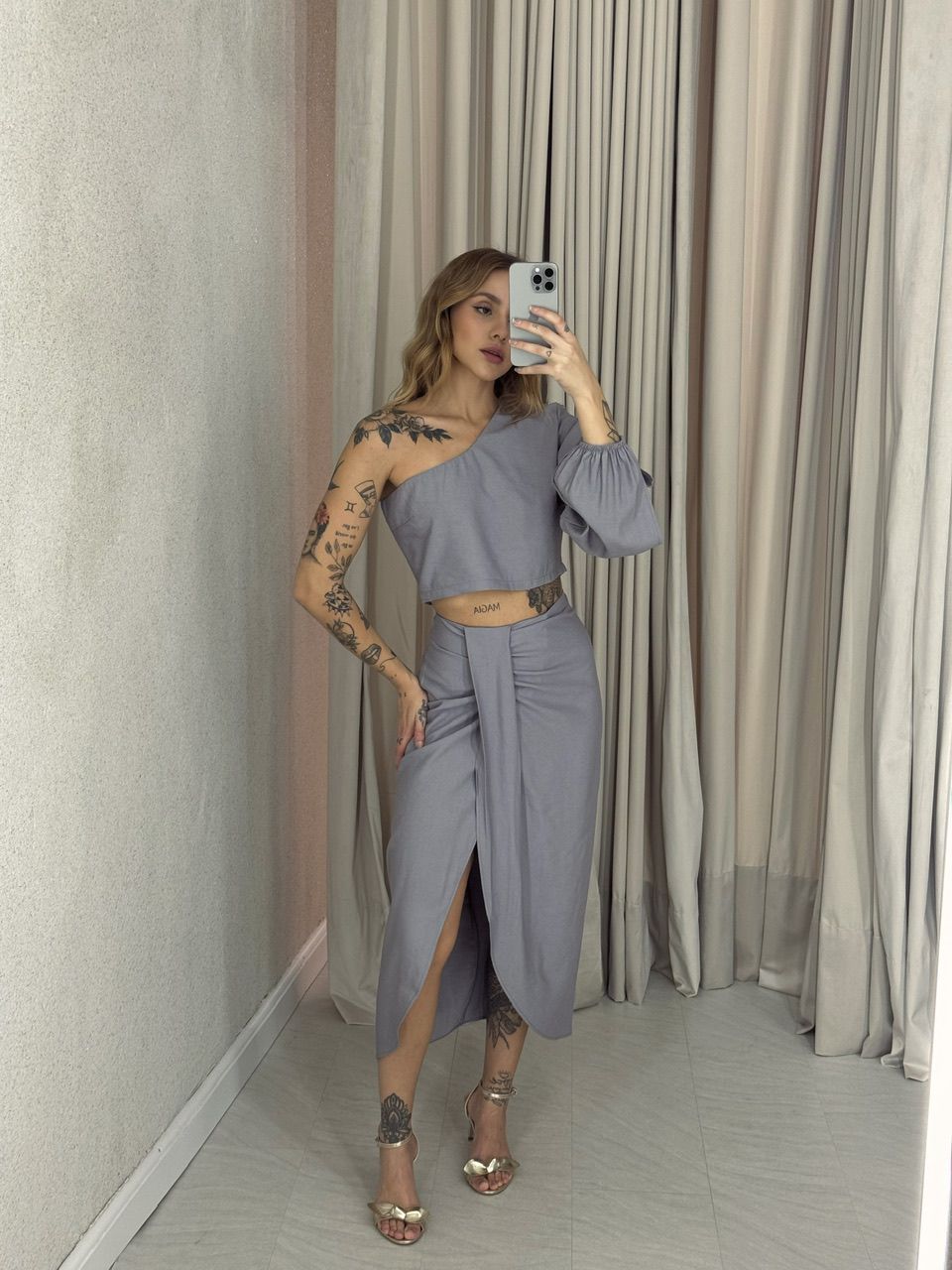 CONJUNTO CAROLINA NULA MANGA CINZA