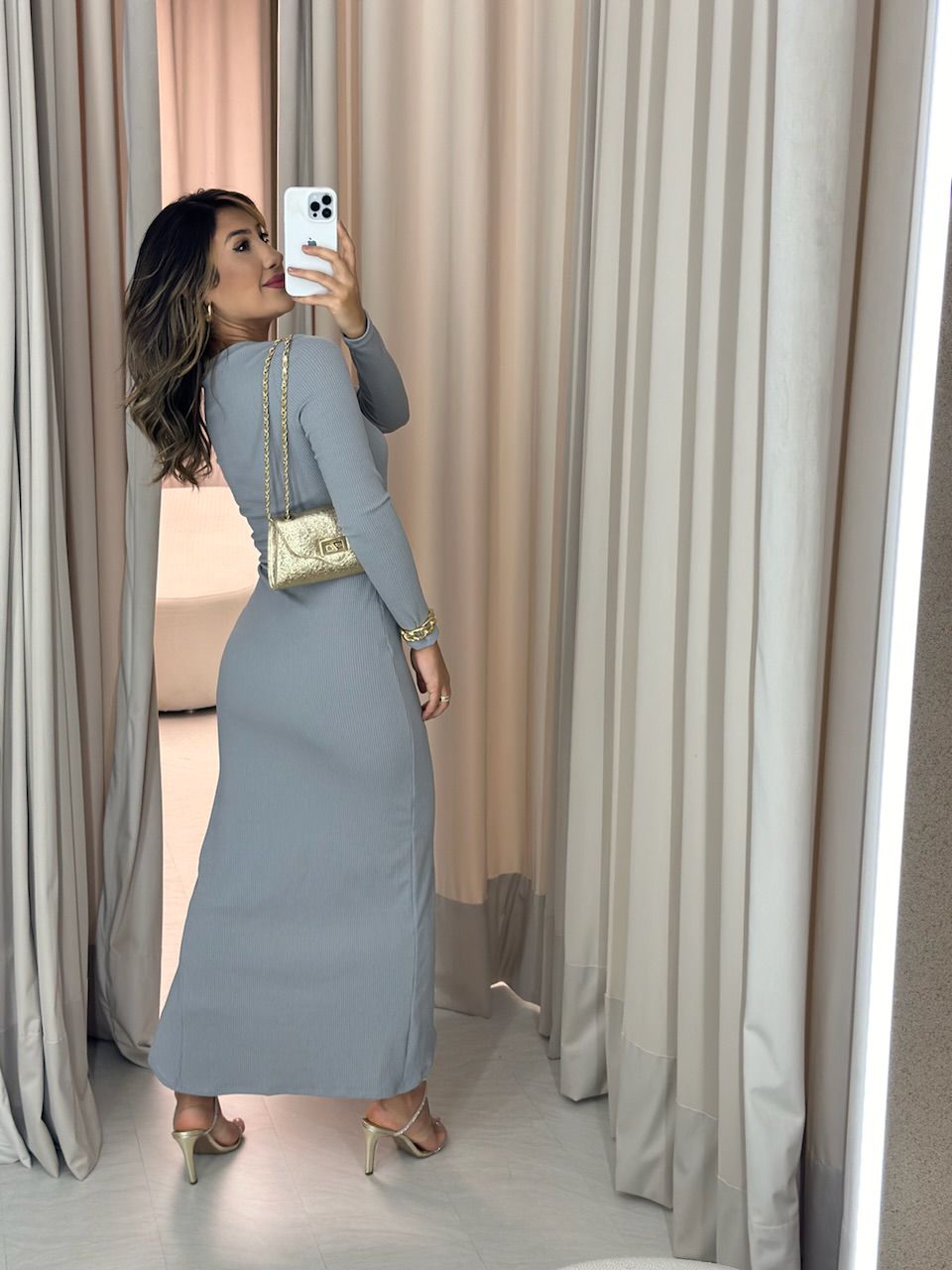 VESTIDO ALANA ANARRUGA CINZA