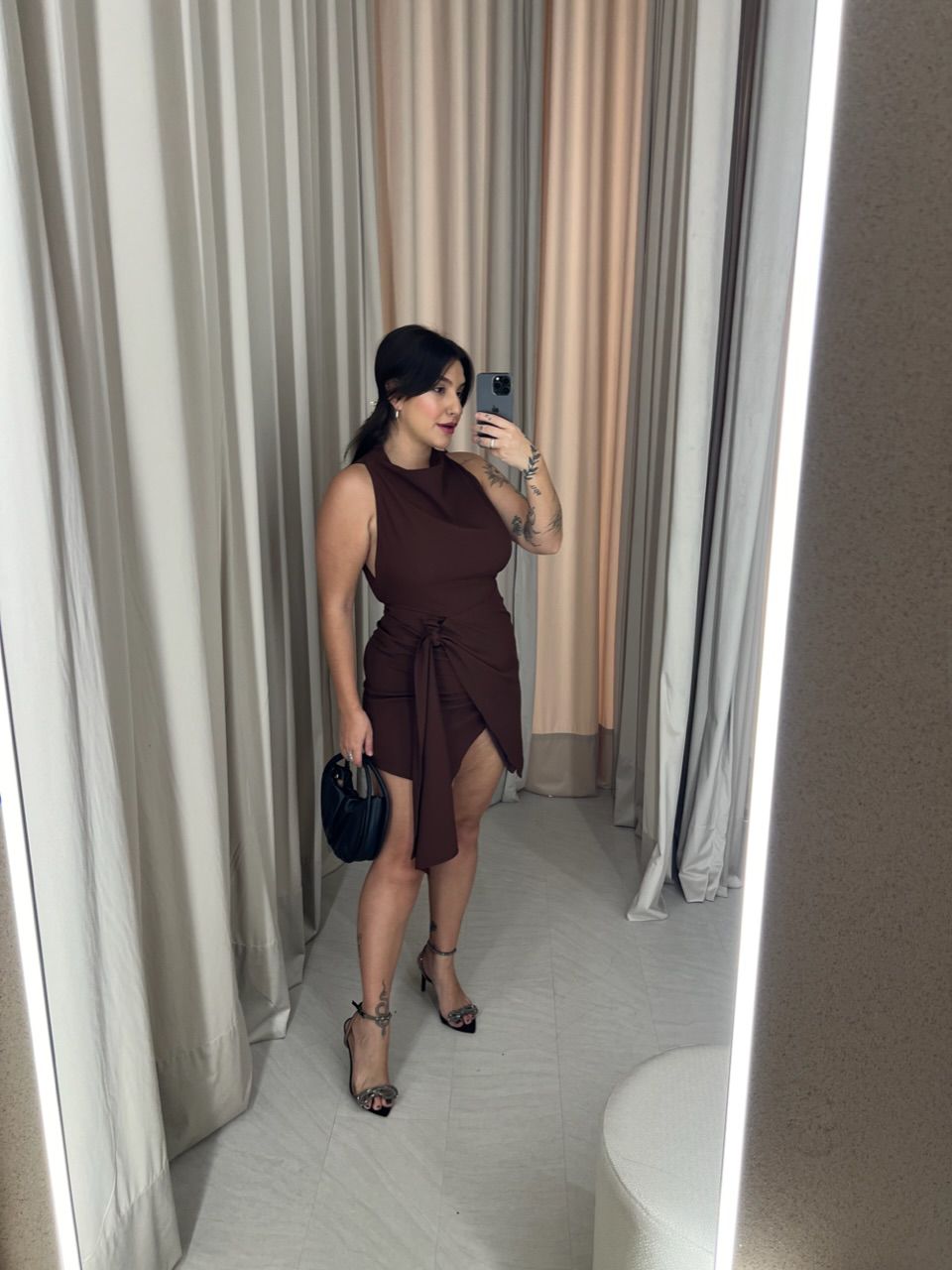 VESTIDO LETÍCIA FRENTE ÚNICA MARROM