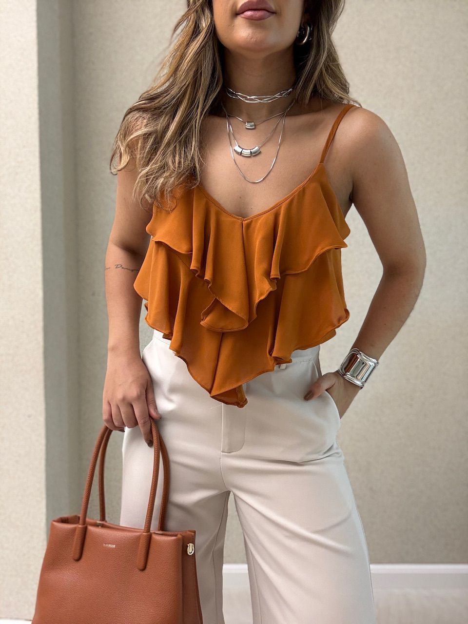 BLUSA MAYA ALÇA CARAMELO