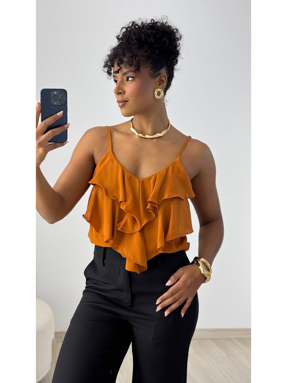 BLUSA MAYA ALÇA CARAMELO