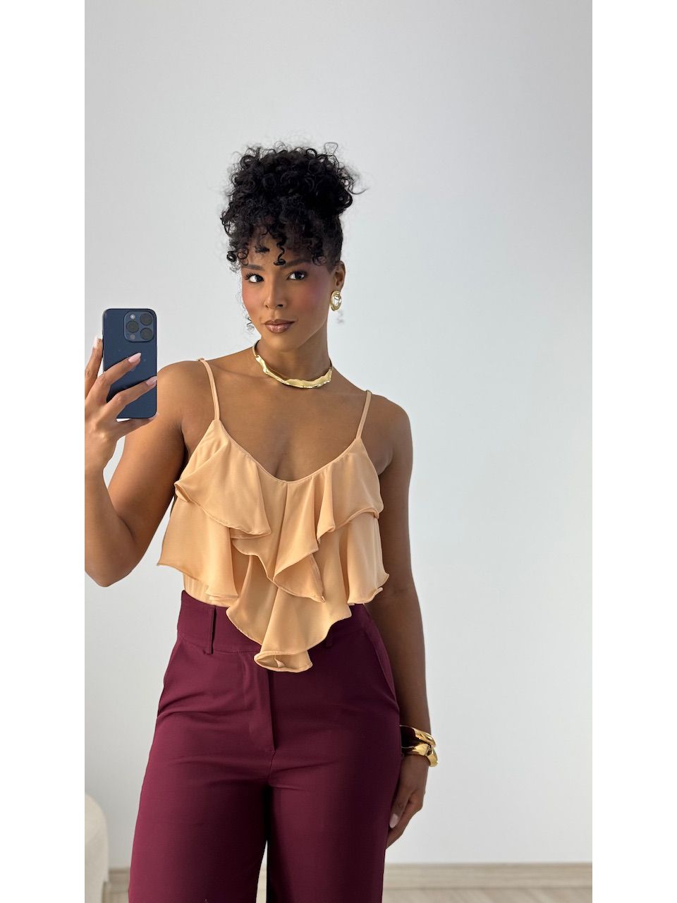 BLUSA MAYA ALÇA NUDE - 0063770049 - CAROLLA FERRARO