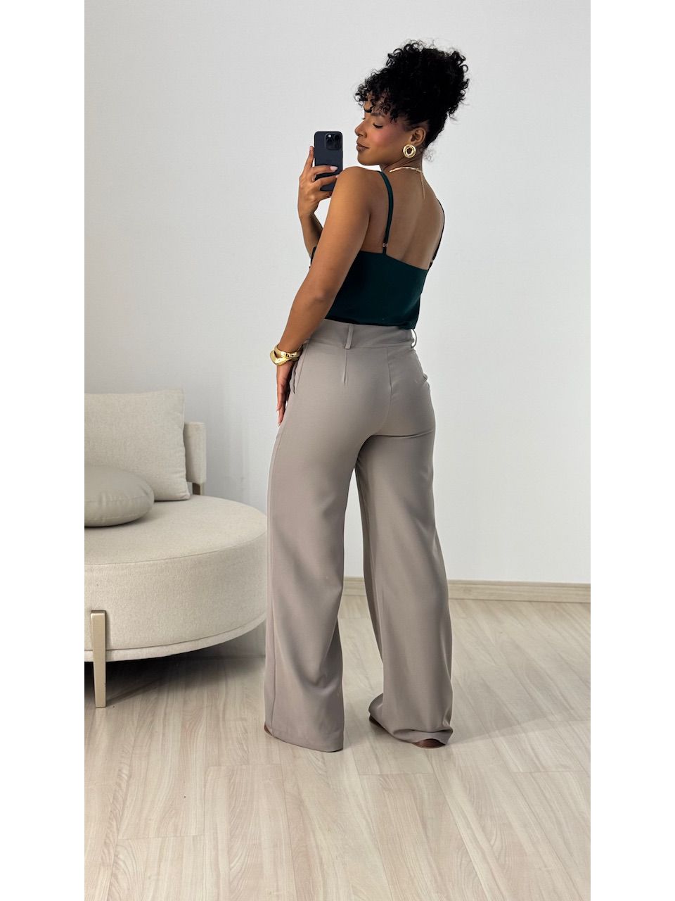 CALÇA MARIA EDUARDA PANTALONA CINZA