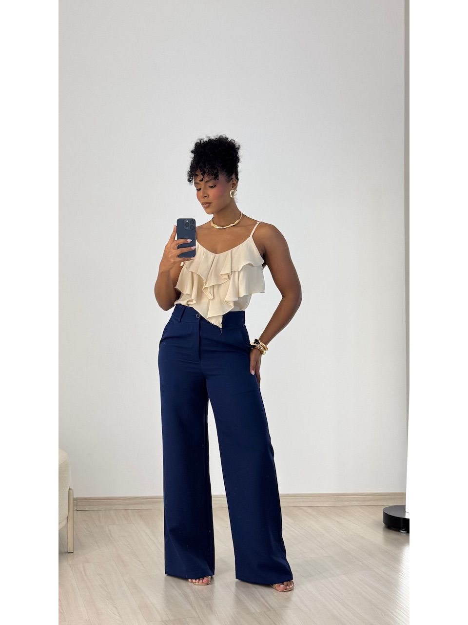 CALÇA MARIA EDUARDA PANTALONA MARINHO