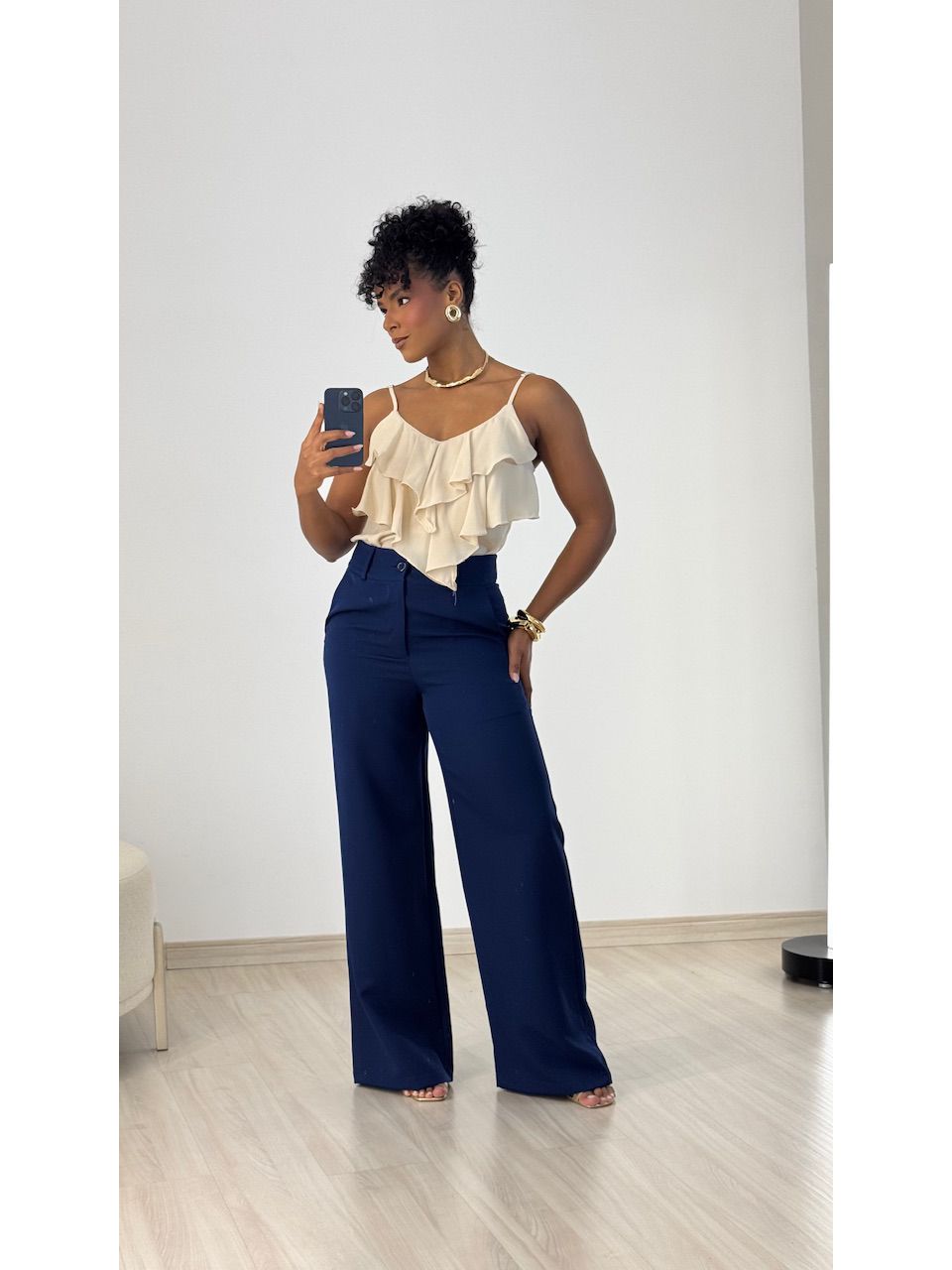 CALÇA MARIA EDUARDA PANTALONA MARINHO