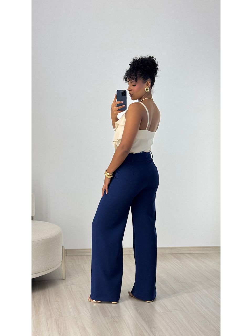 CALÇA MARIA EDUARDA PANTALONA MARINHO
