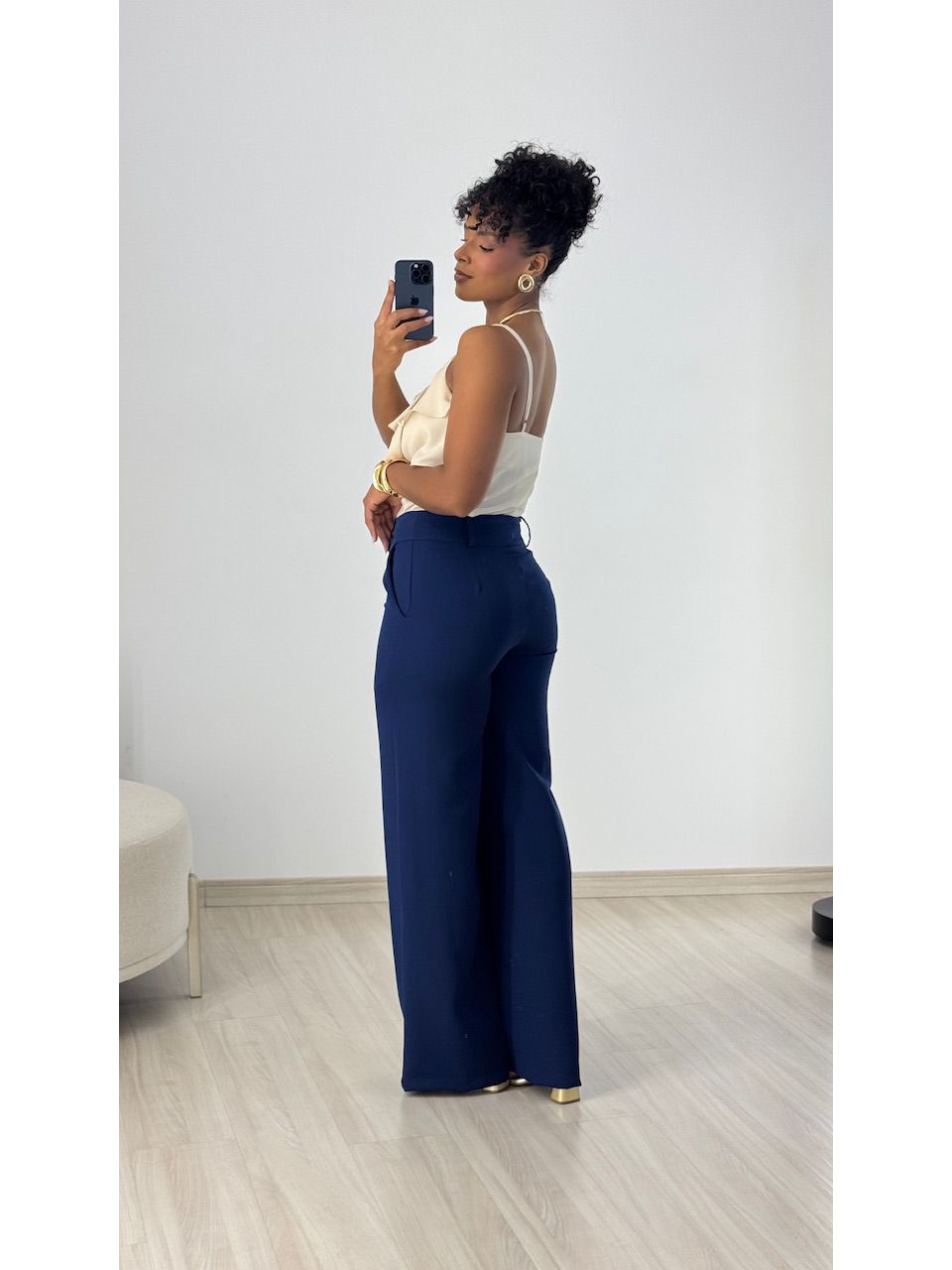 CALÇA MARIA EDUARDA PANTALONA MARINHO
