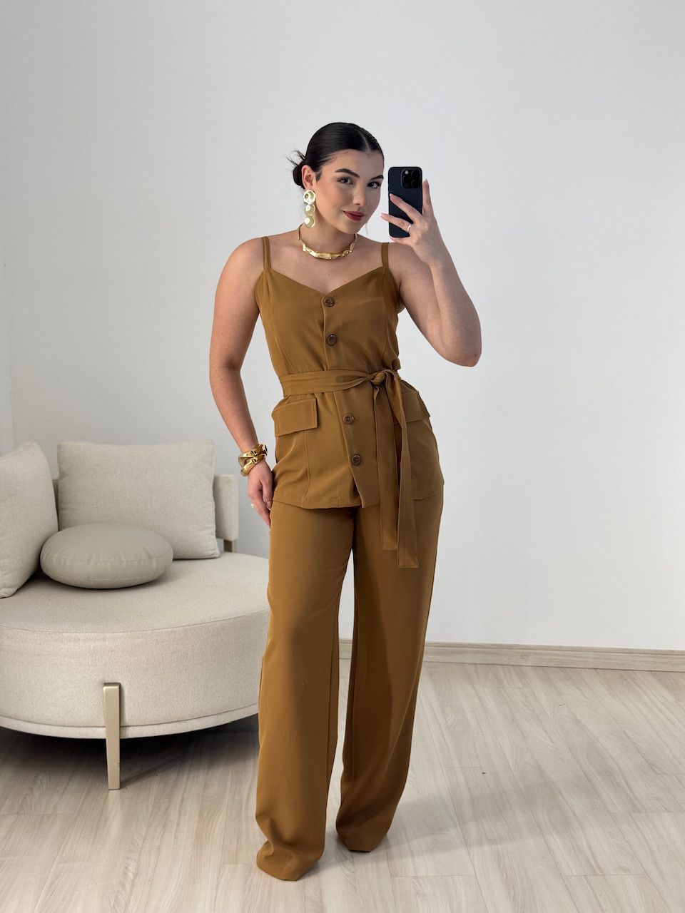CONJUNTO ALESSIA BLUSA CALÇA NUDE - 0063790049 - CAROLLA FERRARO