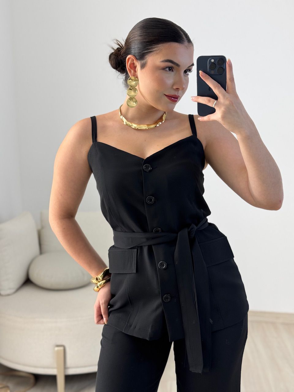 CONJUNTO ALESSIA BLUSA CALÇA PRETO