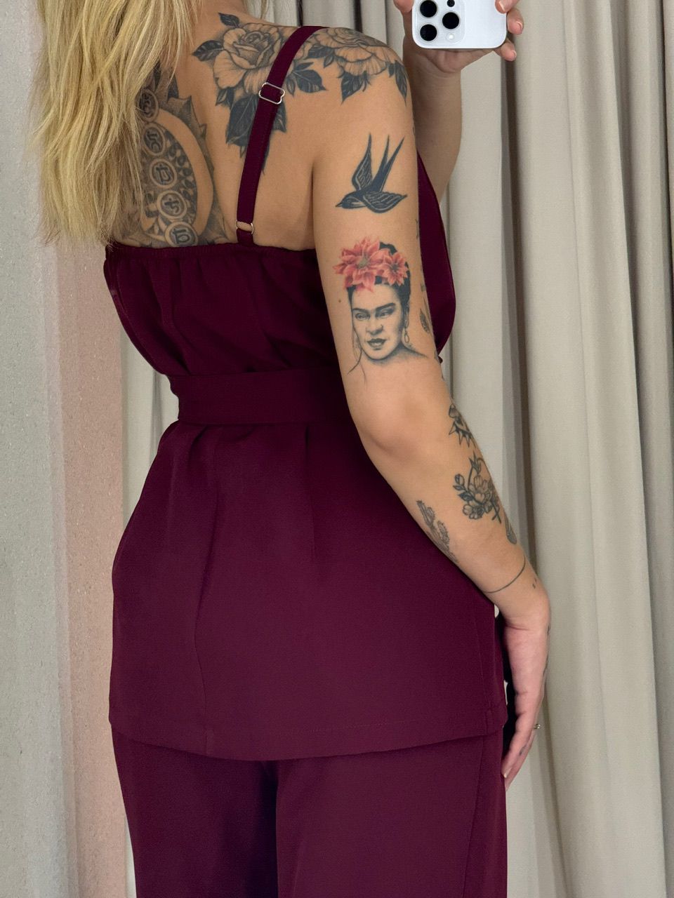 CONJUNTO ALESSIA BLUSA CALÇA VINHO