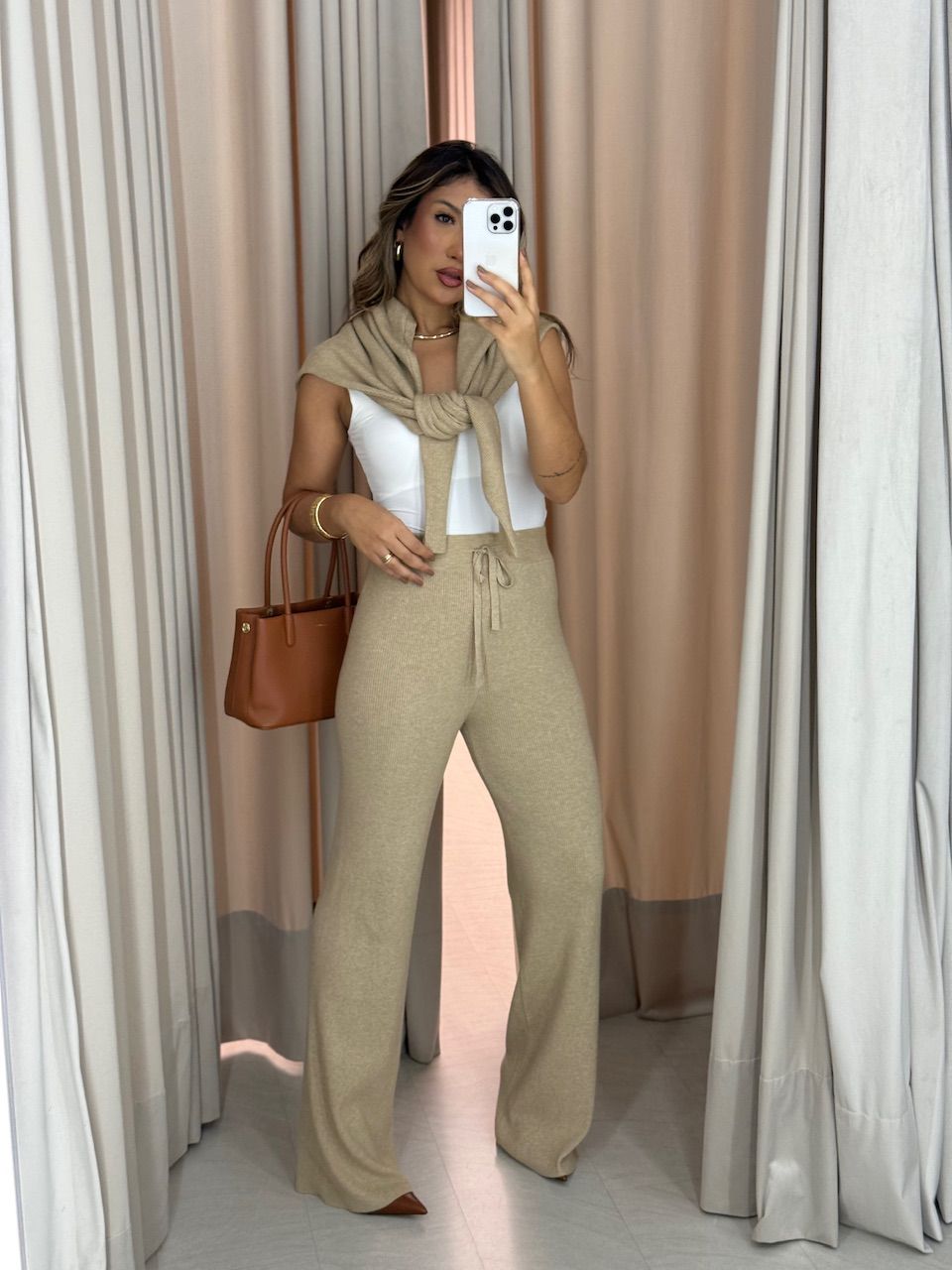 CONJUNTO LISA TRICOT AREIA