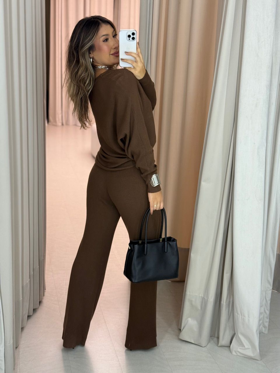 CONJUNTO LISA TRICOT MARROM