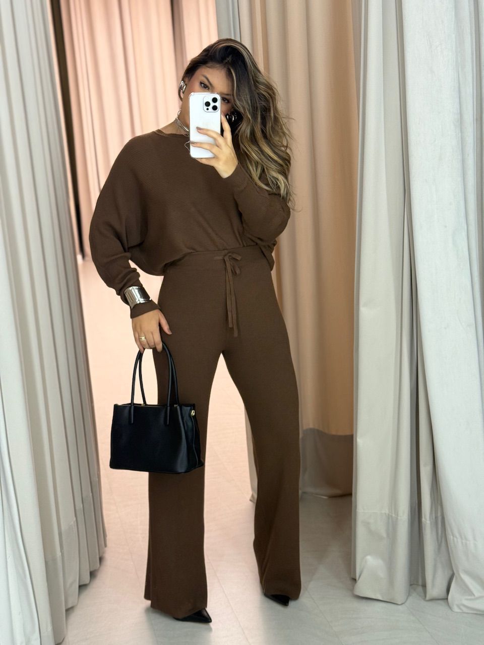 CONJUNTO LISA TRICOT MARROM