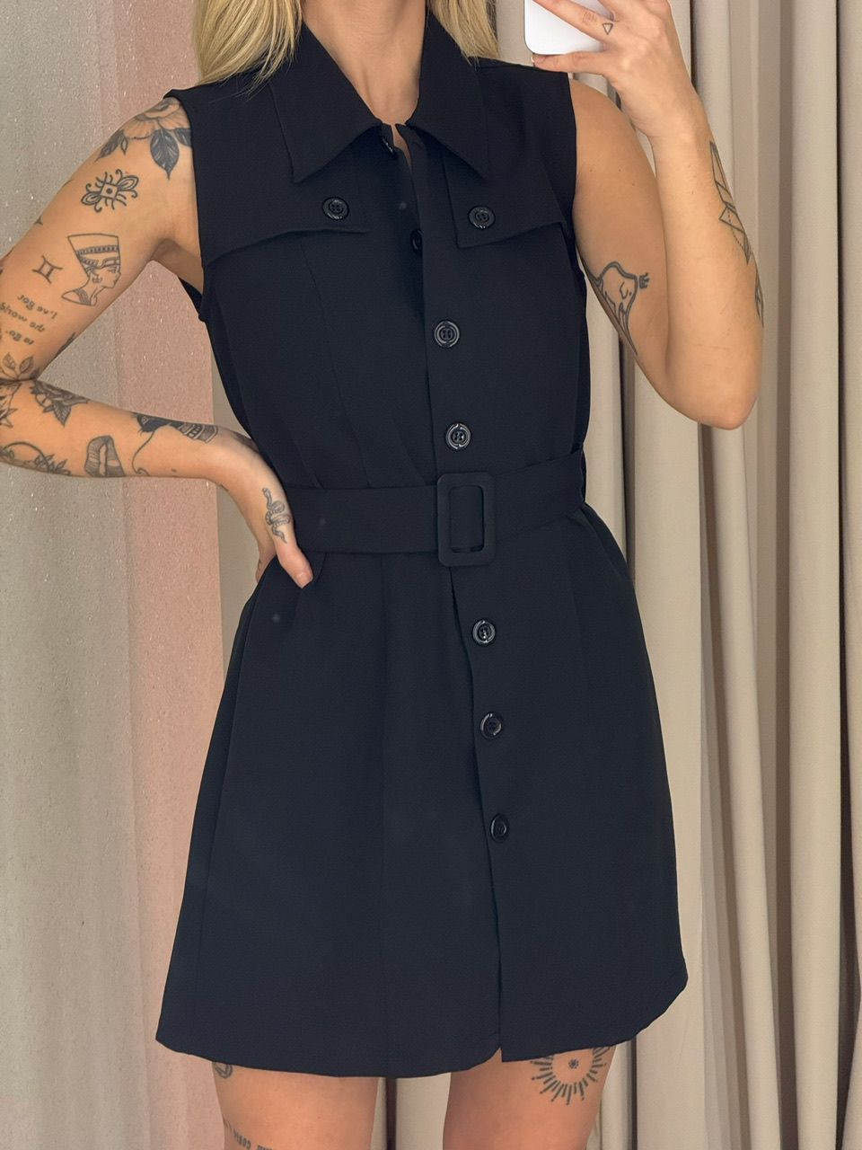 VESTIDO SARAH BOTÕES PRETO