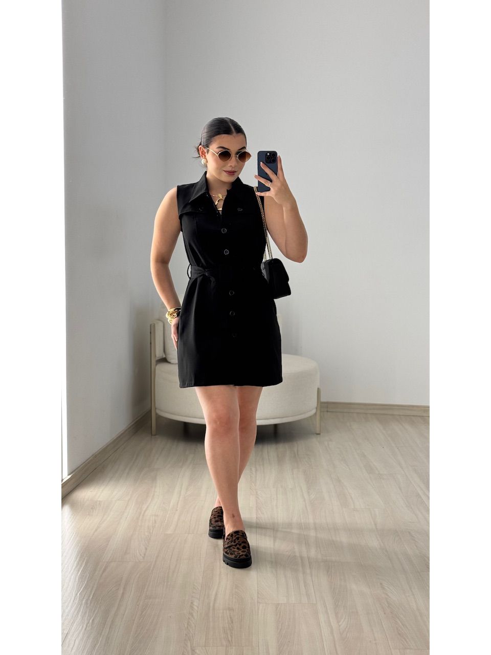 VESTIDO SARAH BOTÕES PRETO - 0063840032 - CAROLLA FERRARO
