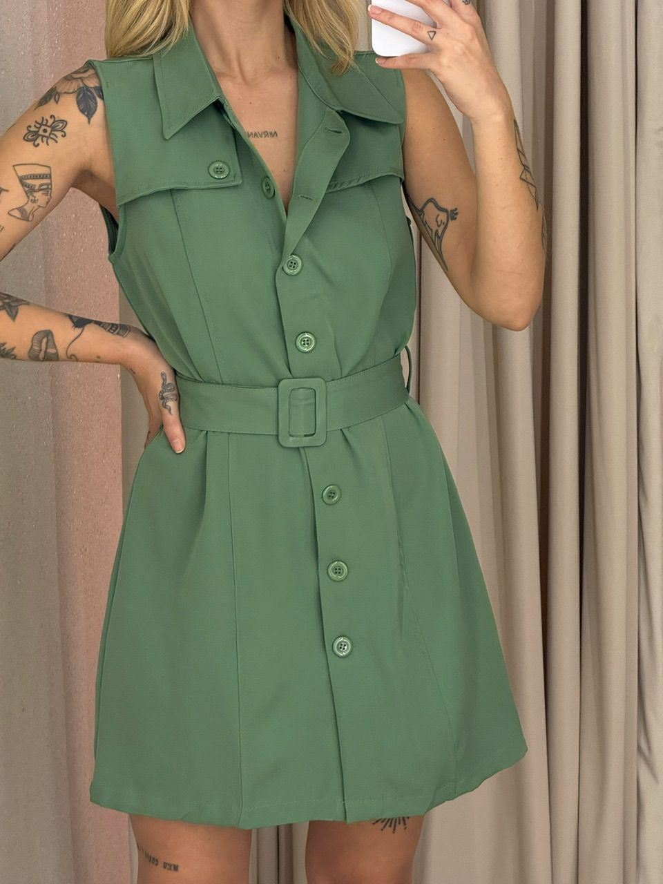 VESTIDO SARAH BOTÕES VERDE